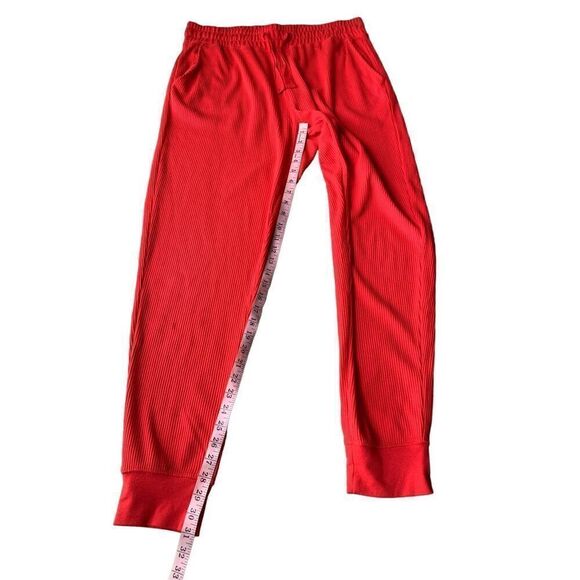 Zyia Don't Wake Me Thermal Joggers Red Waffle Knit Lounge Sleep Pants - Picture 9 of 9